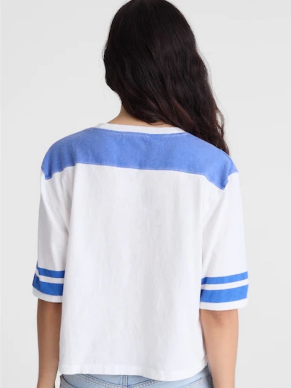 Madewell Vintage Varsity White and Blue Ringer Tee - Picture 3 of 9